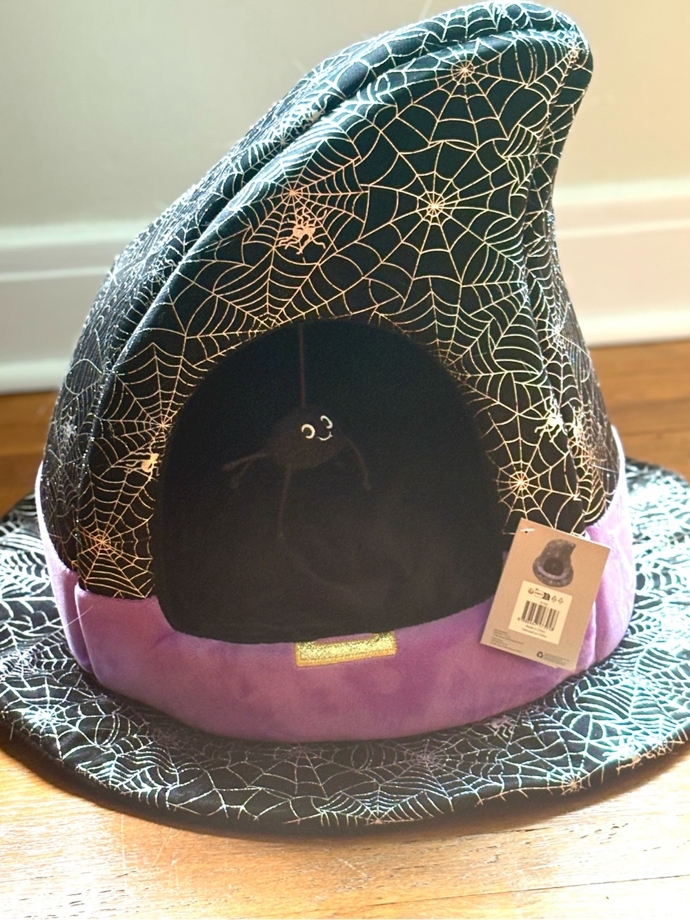 Pawise Halloween Witch Hat Cat Bed Spider Web Black Purple NWT